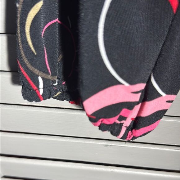 Black Blouse with Pink and White Swirls - Picture 7 of 8
